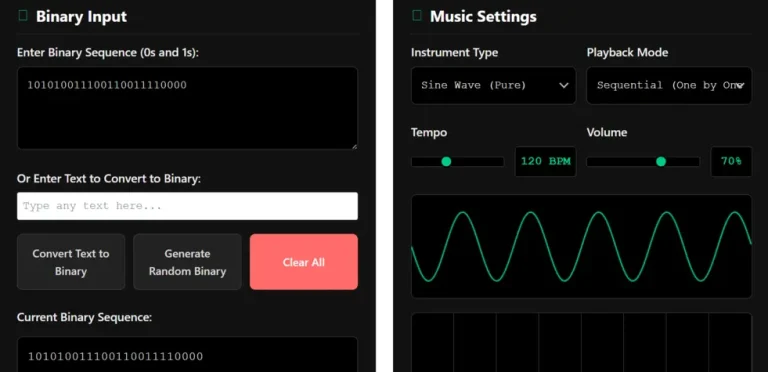 Binary Music Maker Tool - Screenshot
