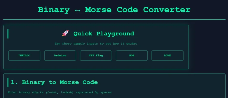 Binary to Morse Code Tool Screenshot